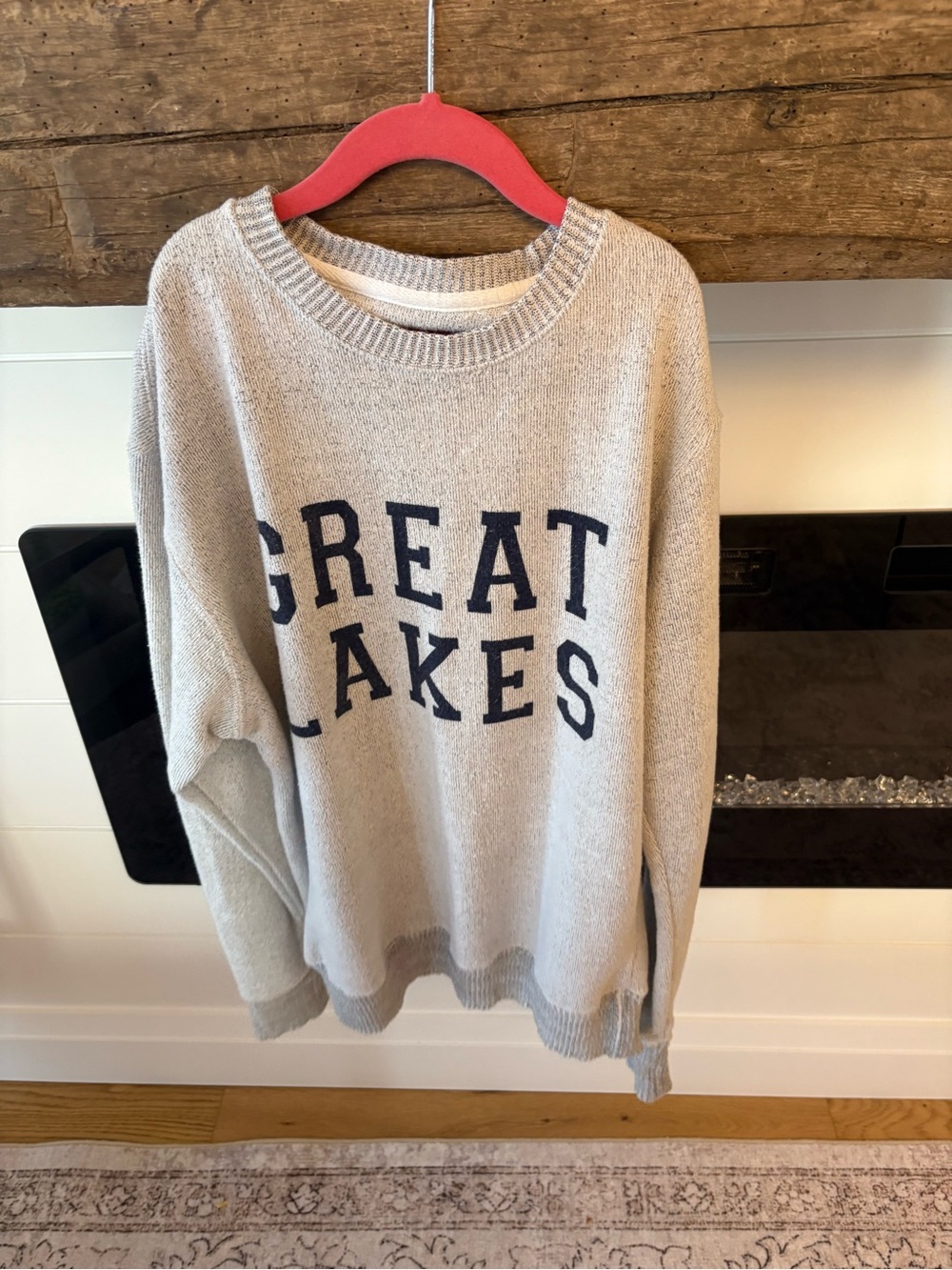 Great Lakes Crewneck Sweatshirt - Light Gray with Navy Lettering